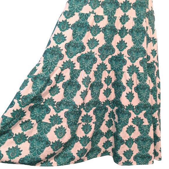 House Of Harlow Womens Size L Green Printed V-Neck Tie Straps Ruffles Maxi Dress - Picture 6 of 10